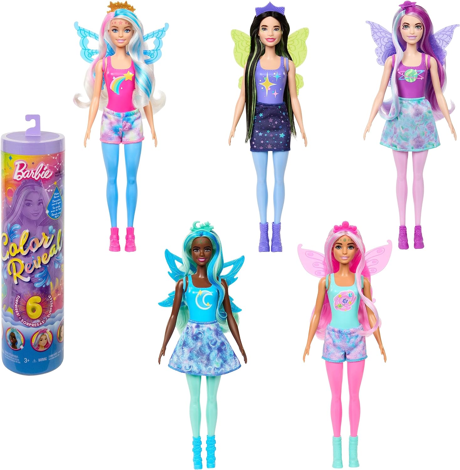 Barbie Muñeca Reveal Galaxy Rainbow 6 Sorpresas