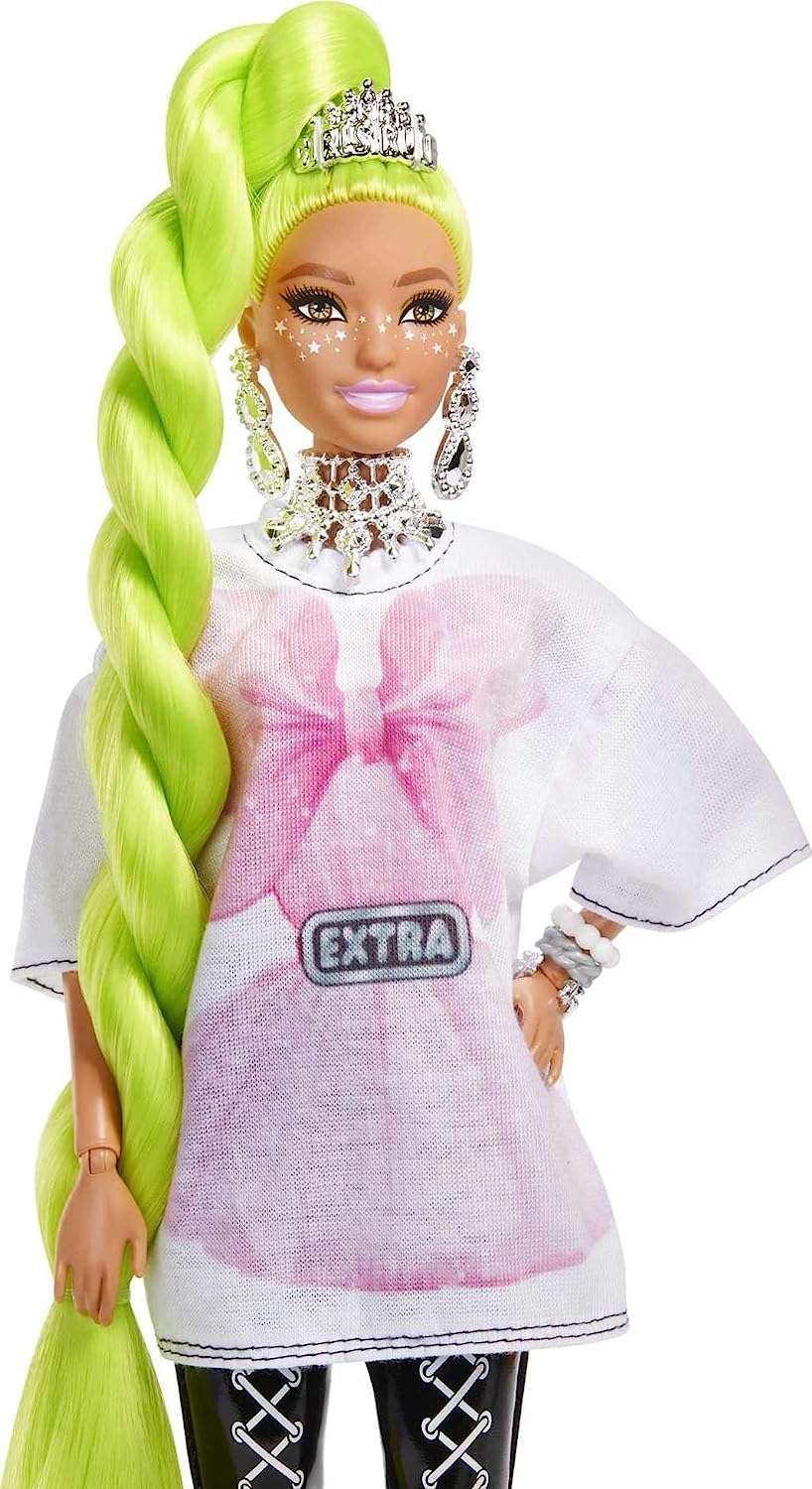 Barbie Extra Con Pelo Verde Neón Y Mascota