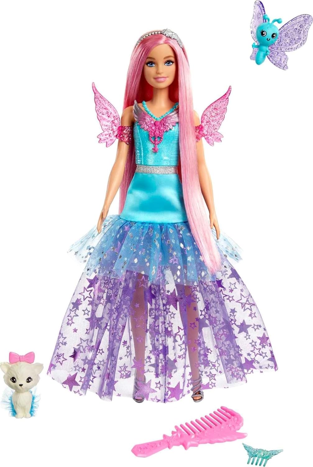 Barbie Muñeca Y 2 Mascotas De Cuento De Hadas