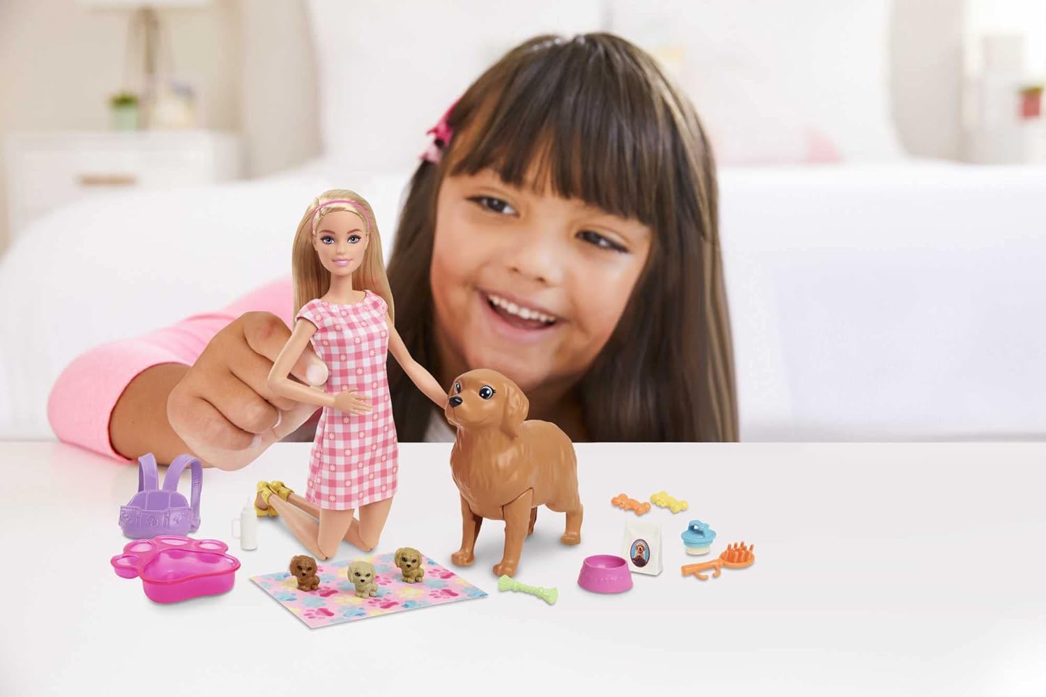 Barbie Muñeca con Mamá perro y 3 cachorros