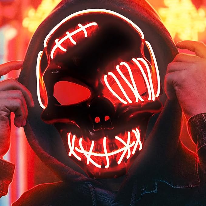 Máscara De Halloween Con Luz Led calavera de Terror