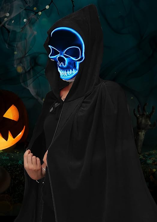 Disfraz De Cosplay Con Máscara De Luz Halloween