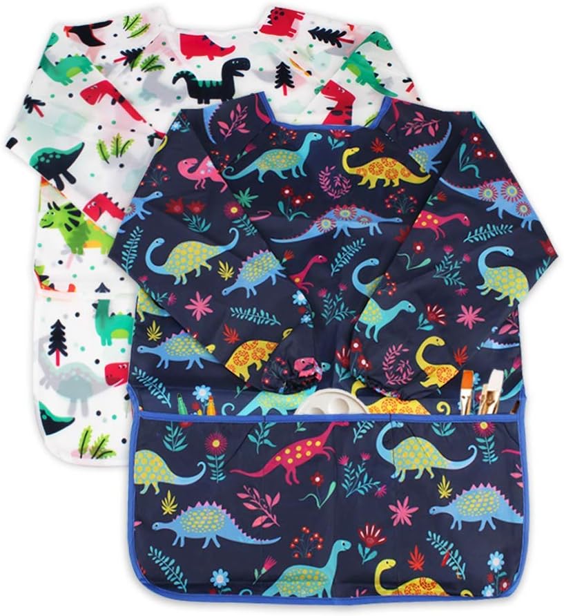 Delantal Infantil Set X2 Dinosaurio Impermeable