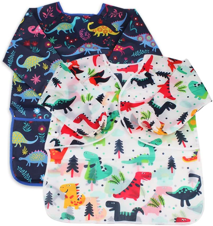 Delantal Infantil Set X2 Dinosaurio Impermeable