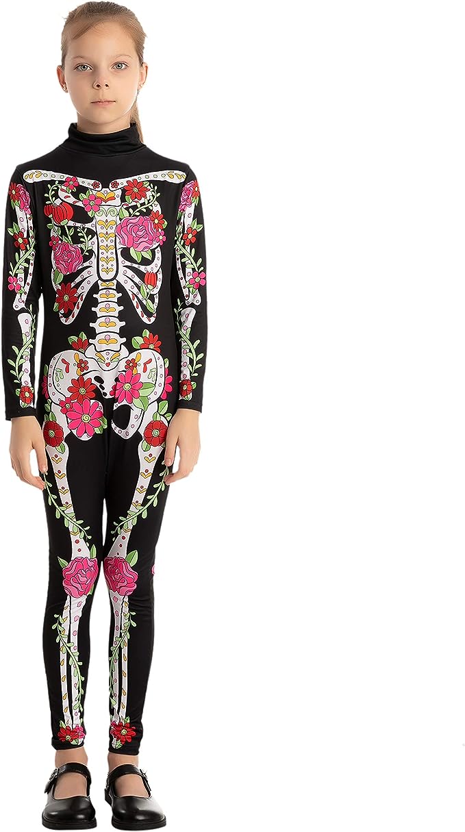Disfraz De Esqueleto Floral Halloween Infantil