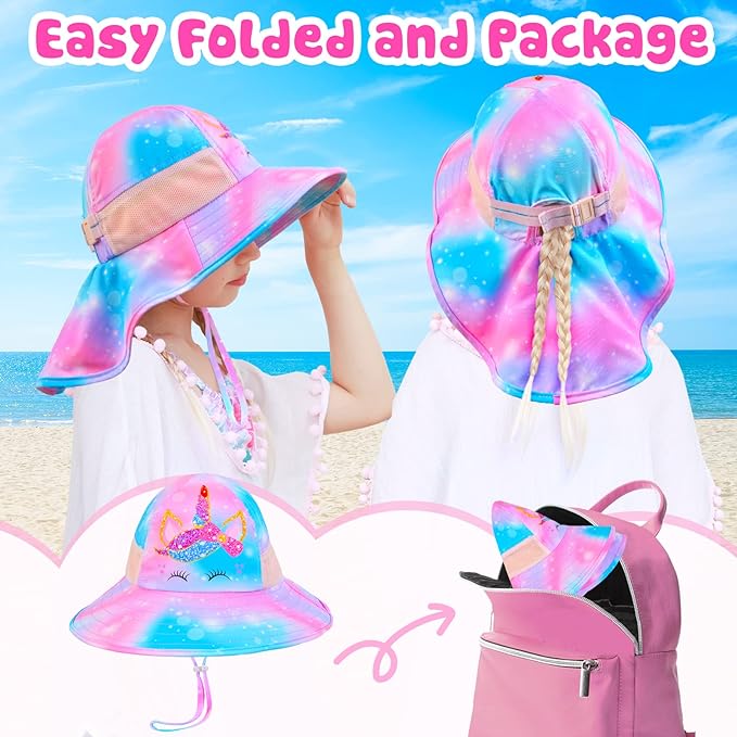 Sombrero Para Niñas Con Protección Uv Unicornio