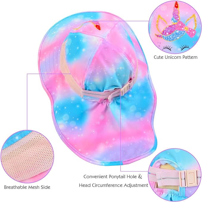 Sombrero Para Niñas Con Protección Uv Unicornio