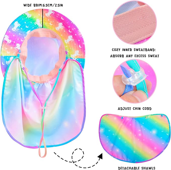 Gorro Para Niñas Con Protección Uv Unicornio