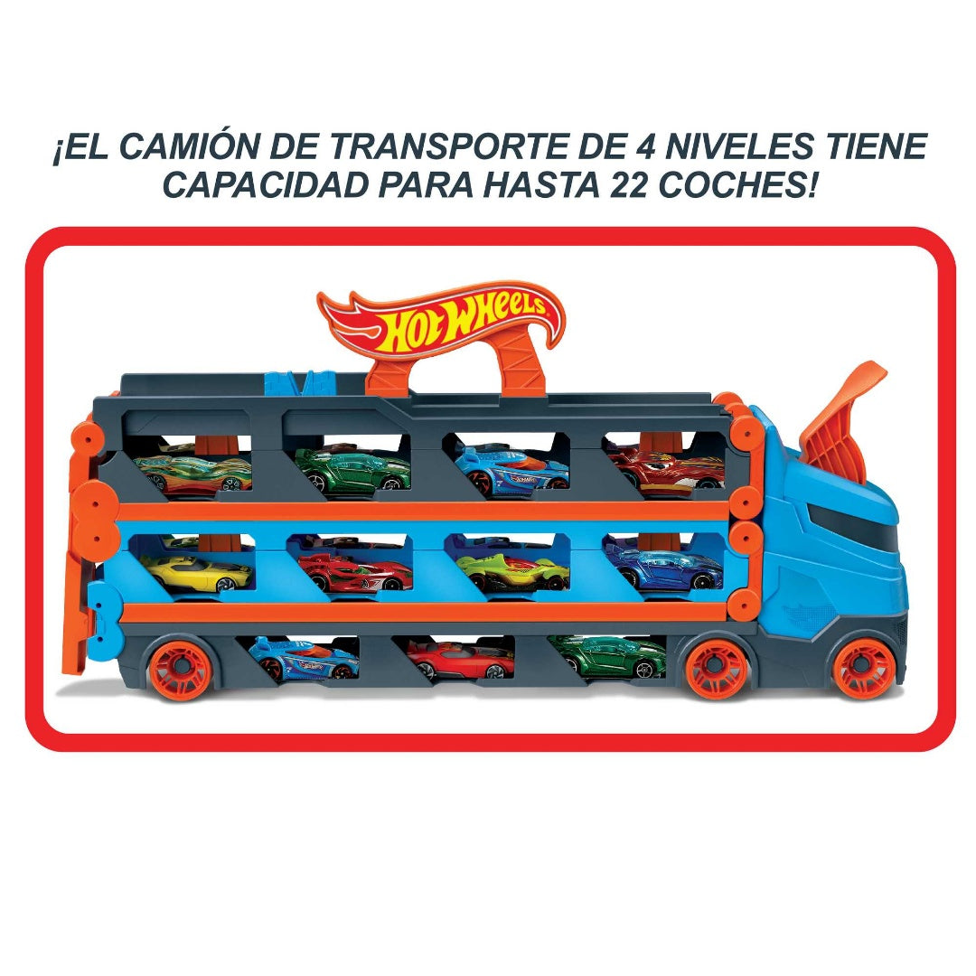 Hot Wheels Camión Y Transportador + 3 Autos