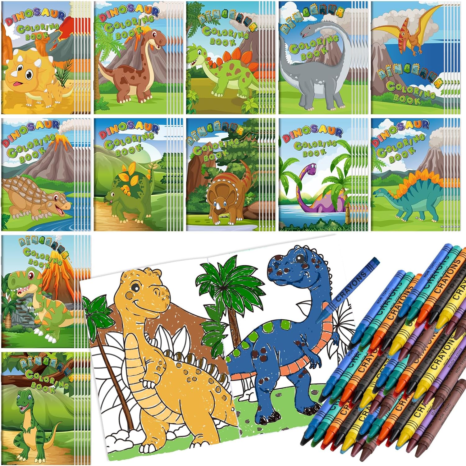 36 Libros Para Colorear Dinosaurios Y Crayolas