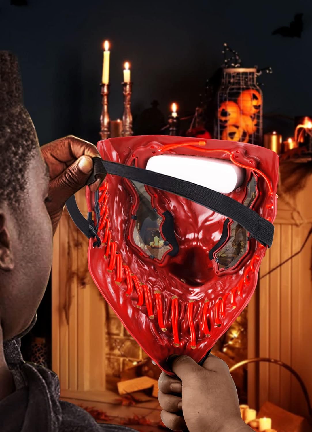 Máscara De Halloween Terror Con Luz Led