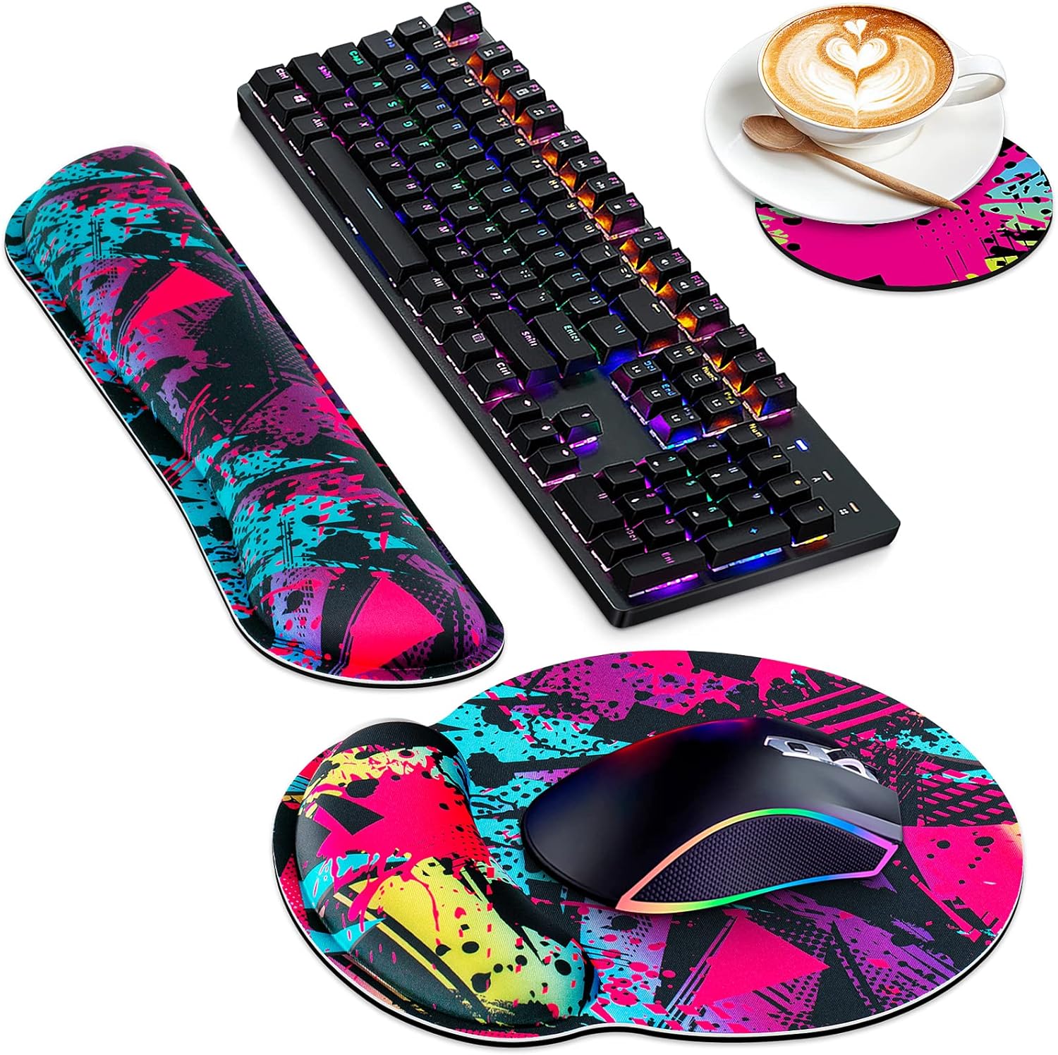 Juego De Muñequeras Para Mouse Pad 3 En 1