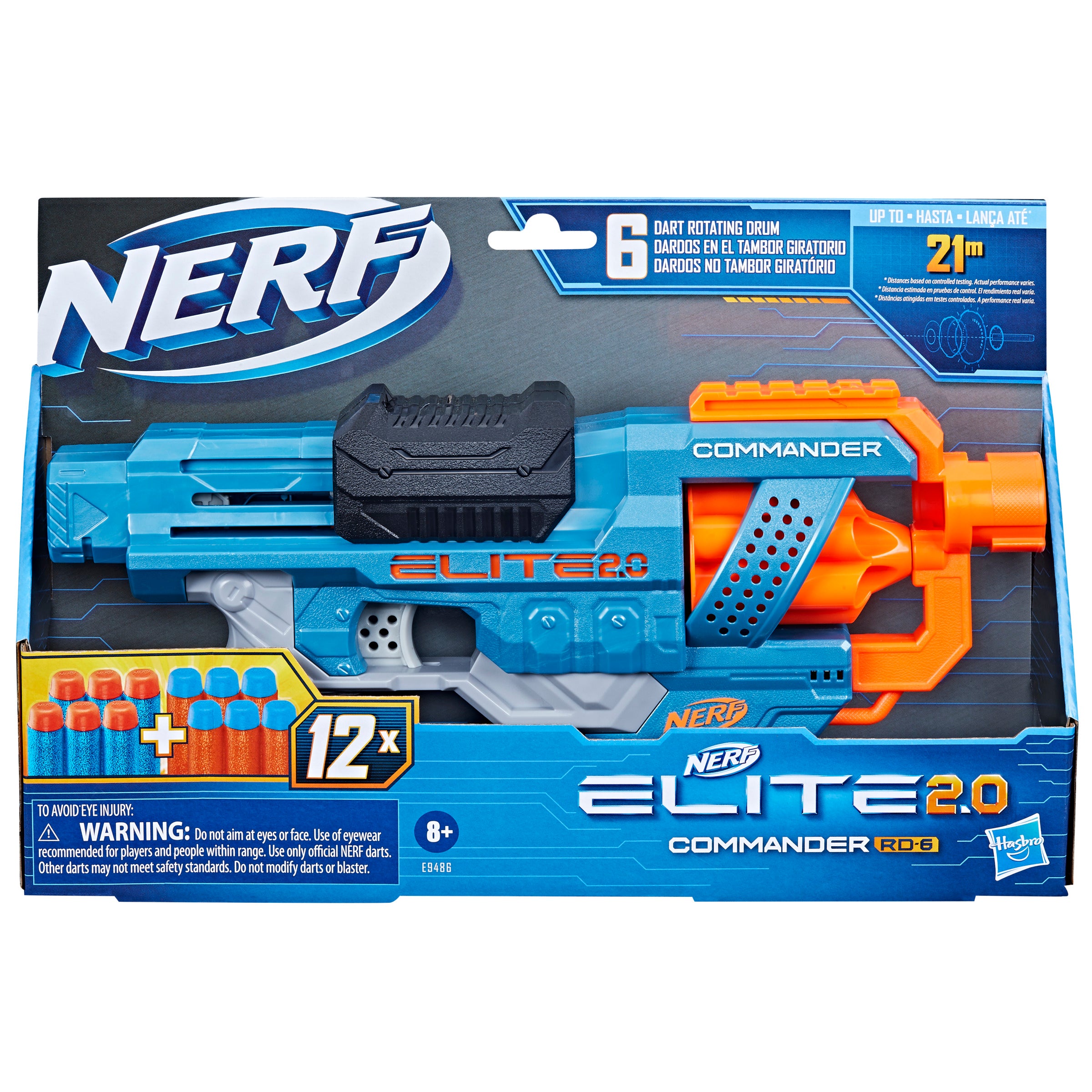 Nerf Elite 2.0 Commander Rd6 Blaster 12 Dardos