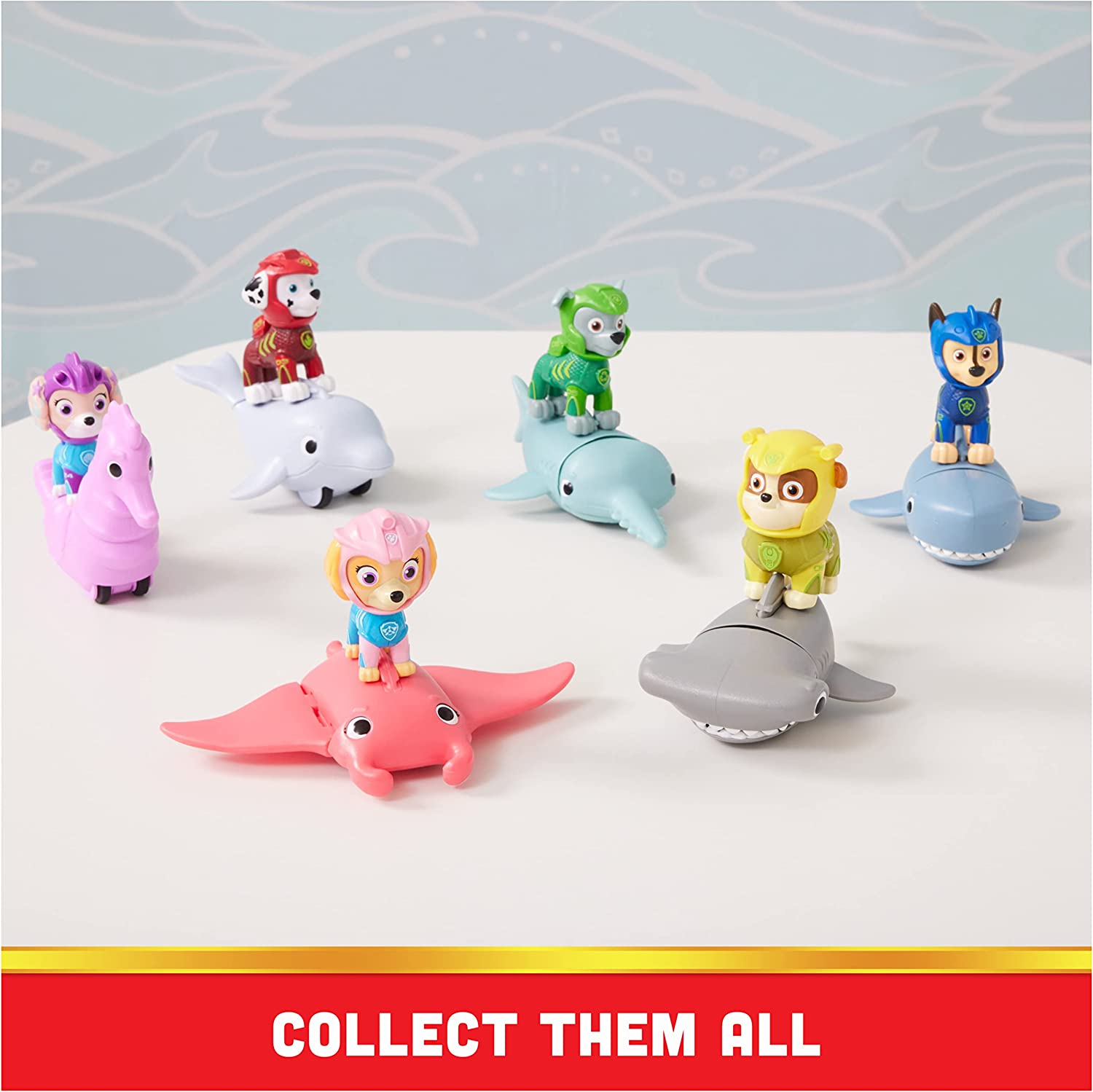 Paw Patrol Aqua Pups Todos Los Personajes marinos con figura