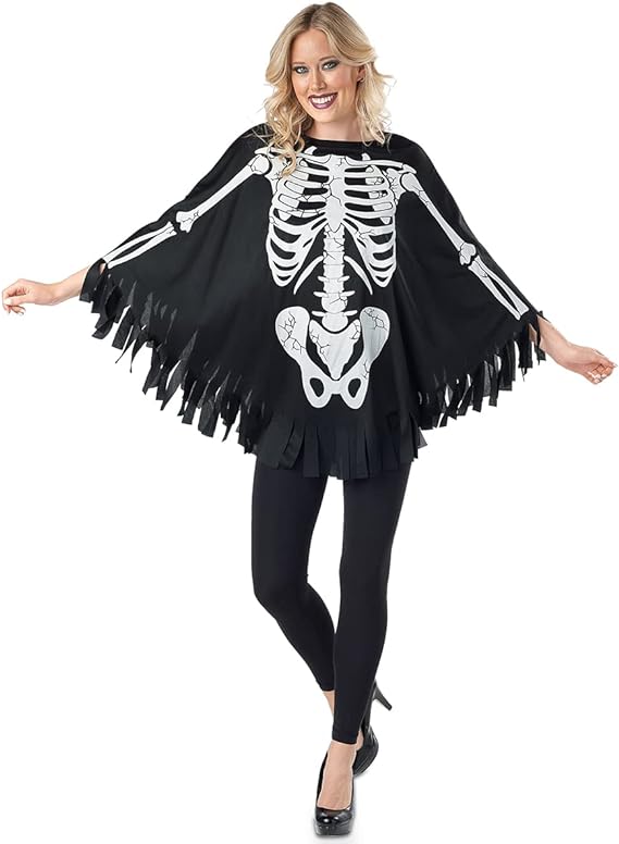 Disfraz poncho De Esqueleto y calabaza Halloween