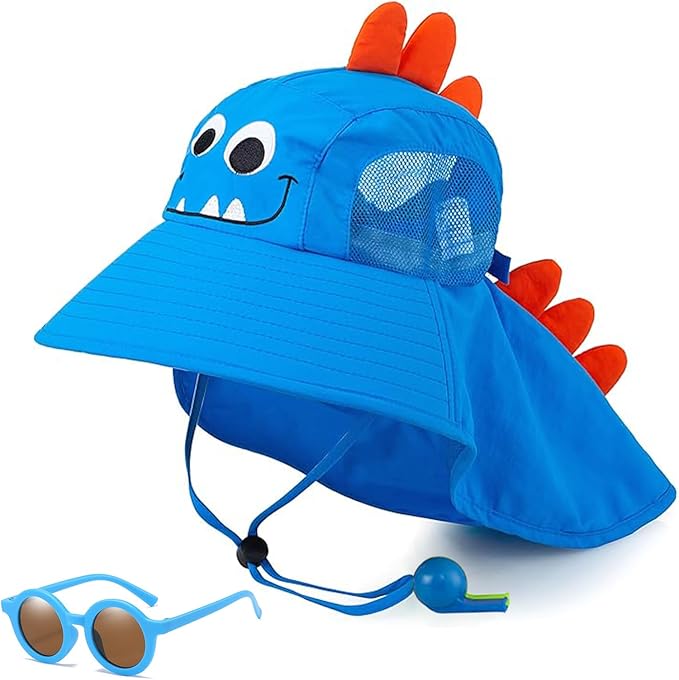 Sombrero Para Niños Con Protección Uv Tiburón y Dinosaurio