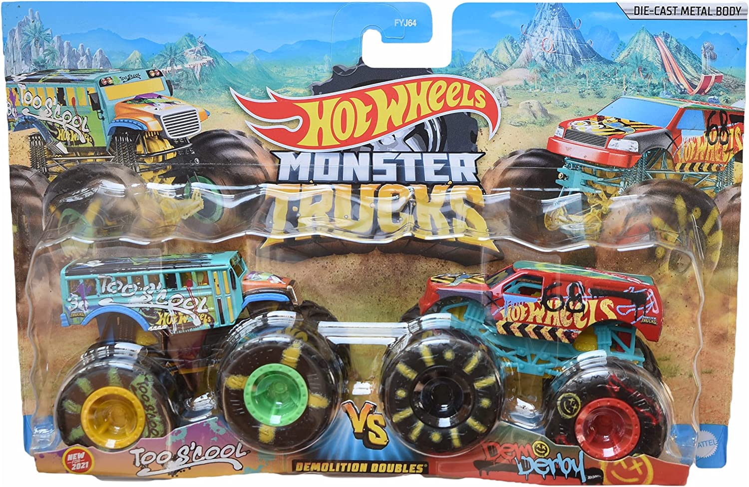 Hot Wheels Monster Trucks x2 Too S'cool Vs Demo Derby Teletiendauy