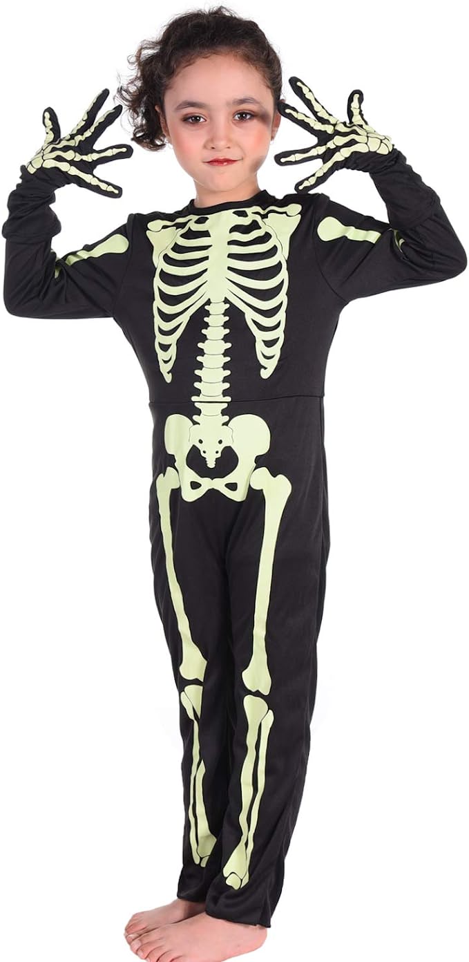 Disfraz de Esqueleto Halloween Brilla En la Oscuridad