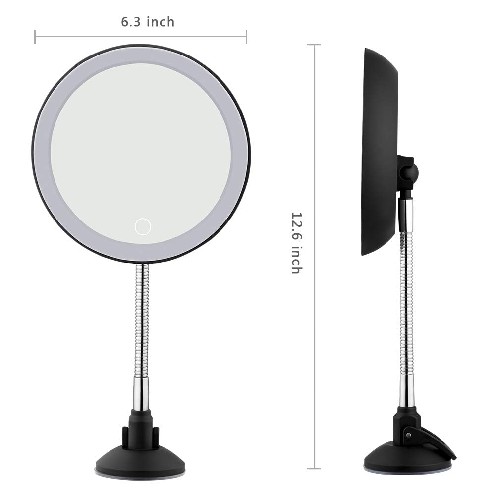 Espejo de aumento x10 con luz led flexible