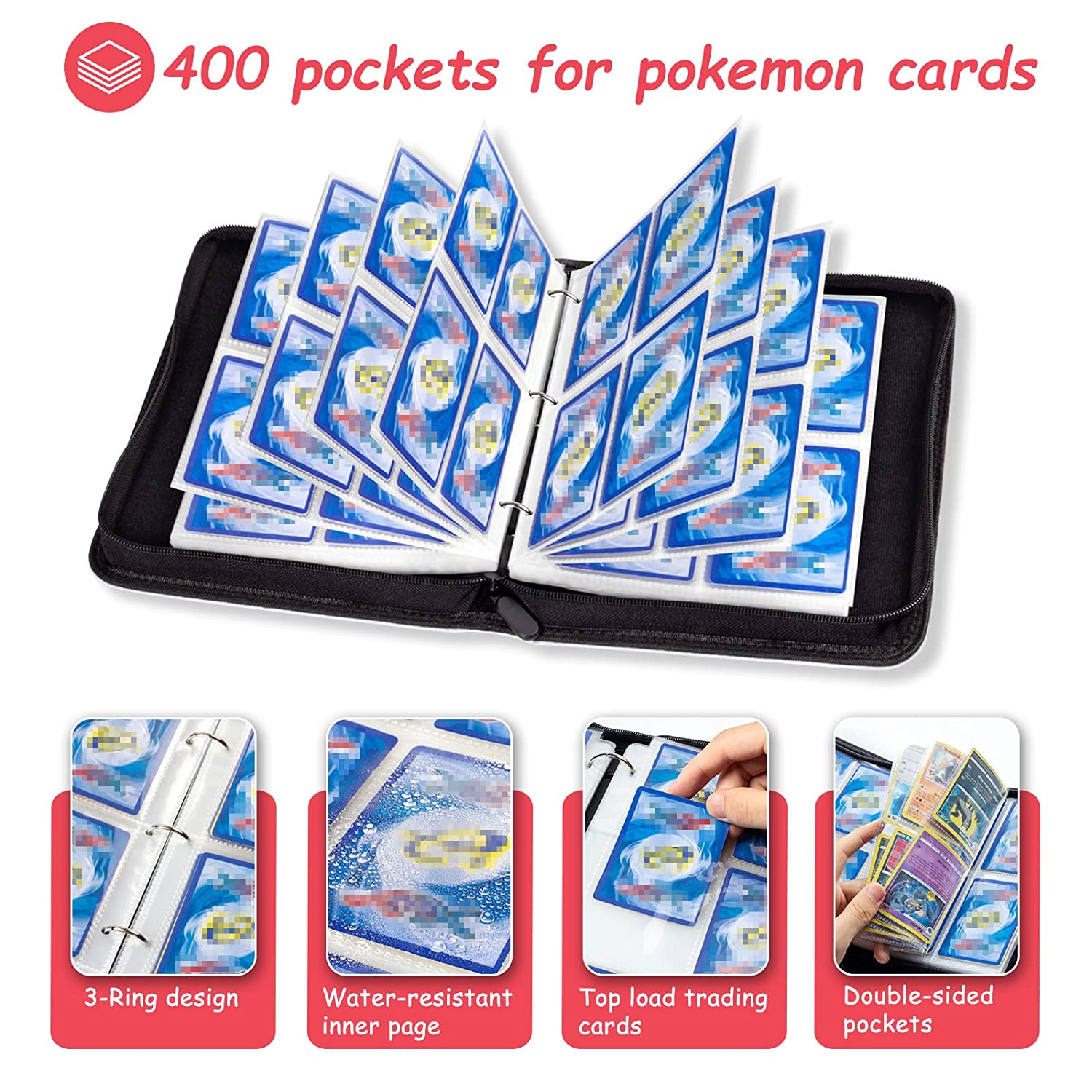 Pokemon Estuche Para 400 Cartas Impermeable