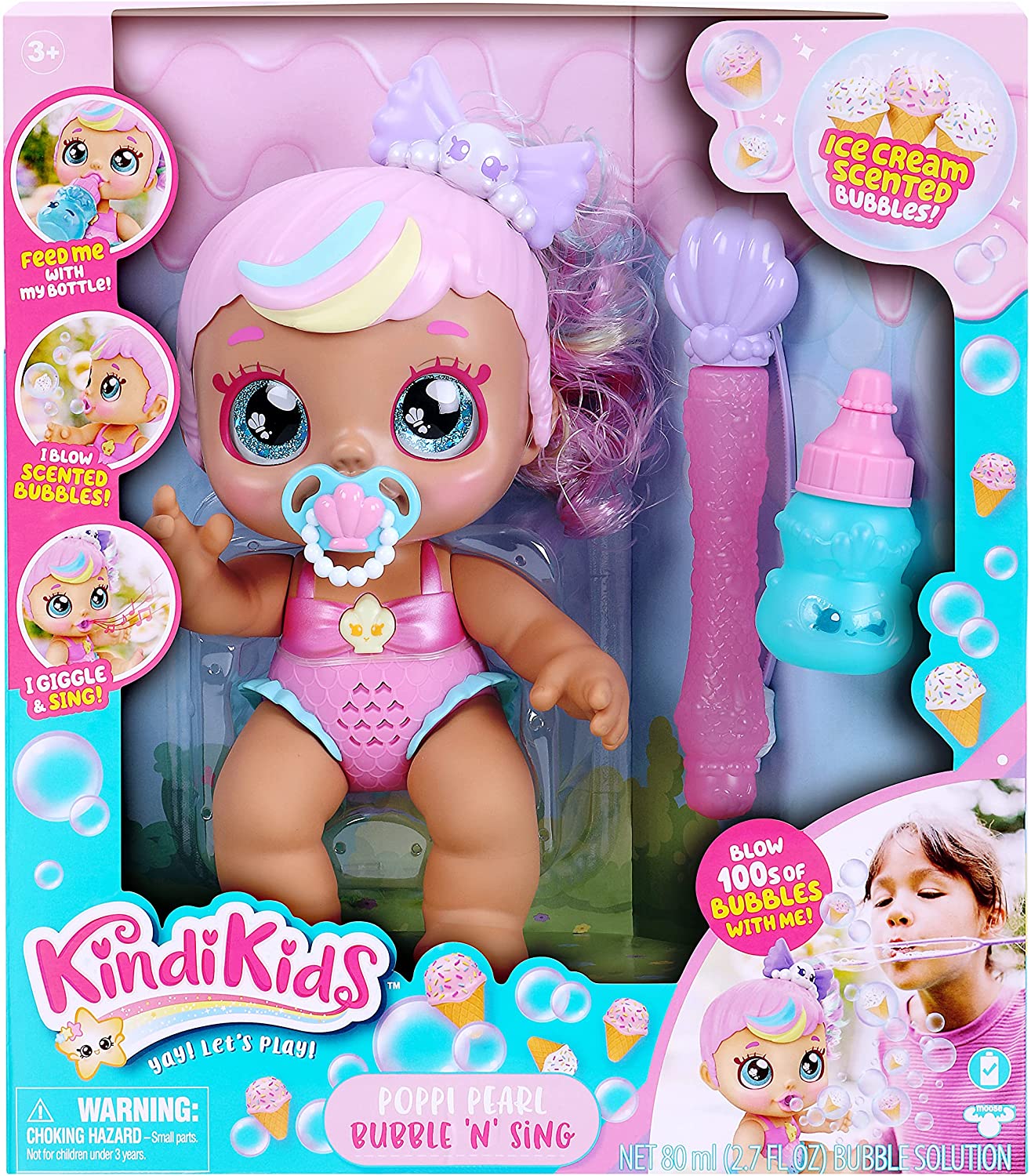 Kindi Kids Muñeca Electrónica Poppi Pearl Bubble 'N' Sing