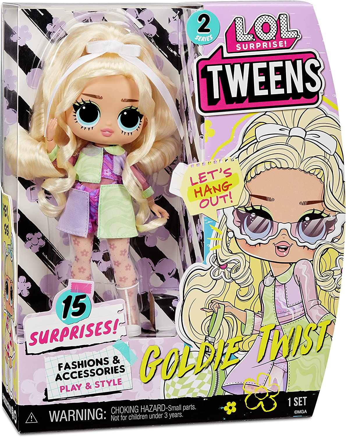 LOL Surprise Tweens Muñeca Goldie Twist con 15 sorpresas