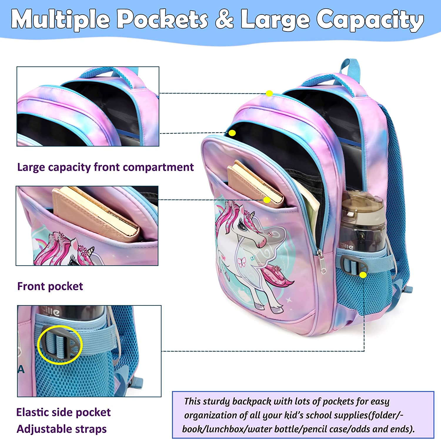 Mochila Infantil Unicornio Gran Capacidad