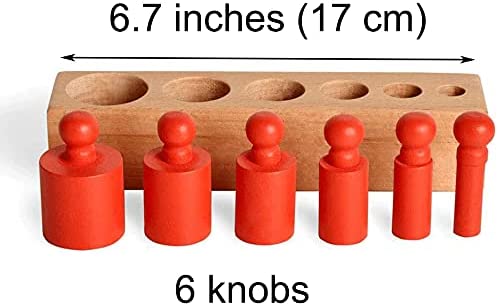 Montessori Bloques de Cilindros 6 Clavijas Madera