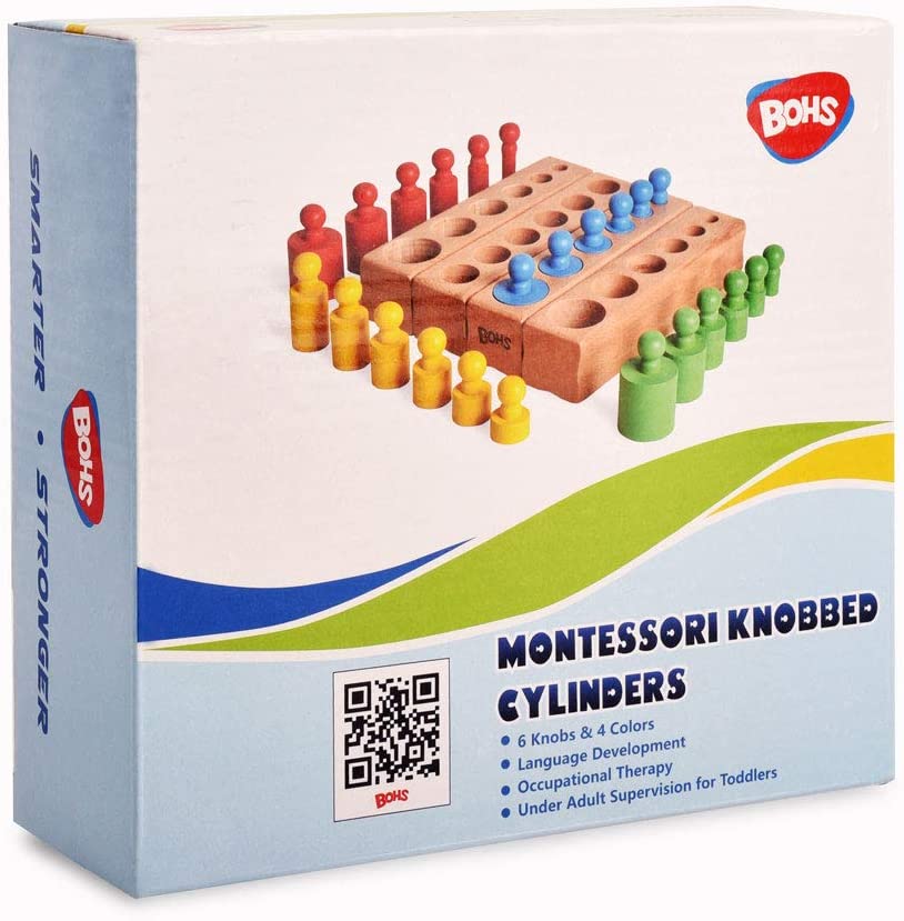 Montessori Bloques de Cilindros 6 Clavijas Madera