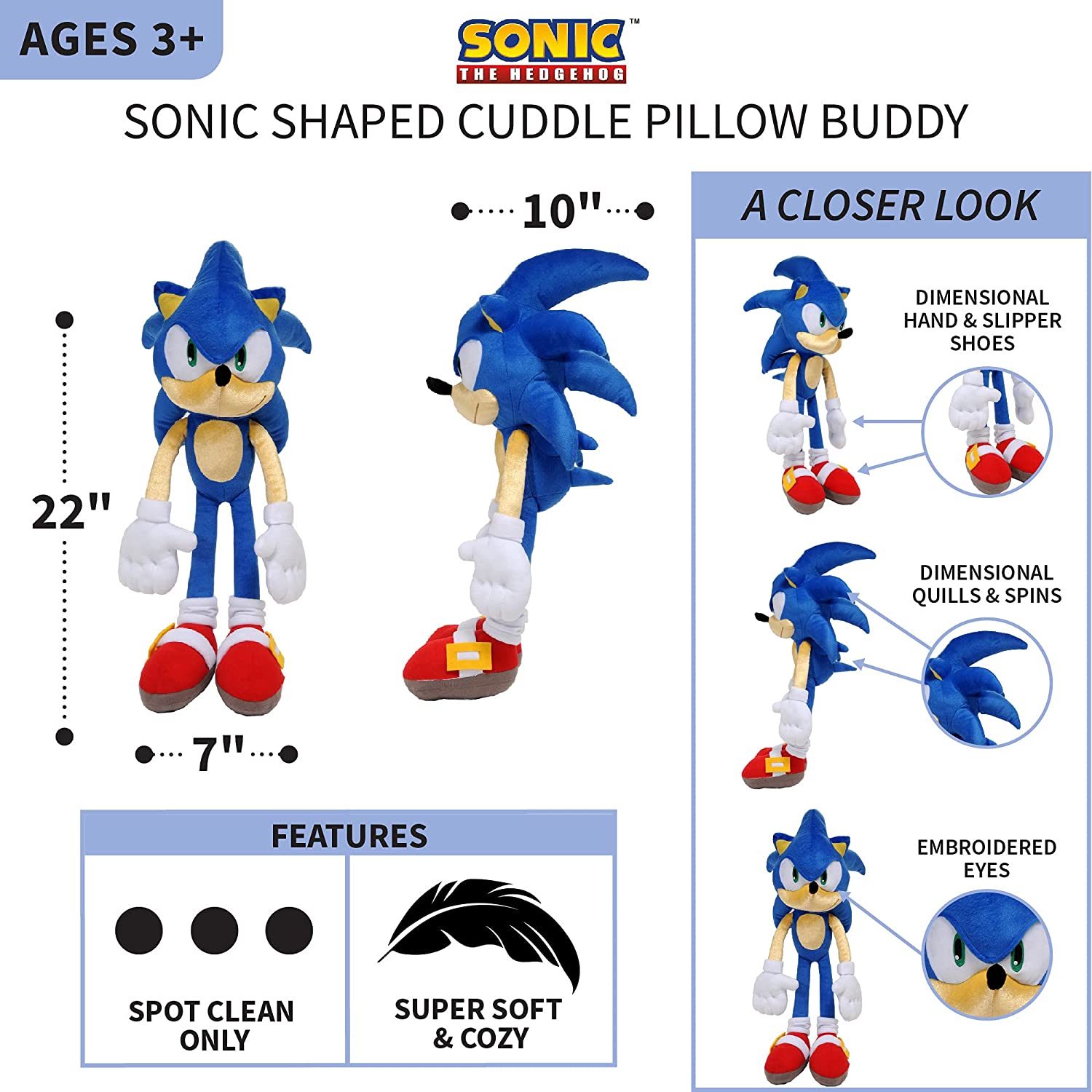 Sonic Peluche Microfibra suave Sonic el erizo